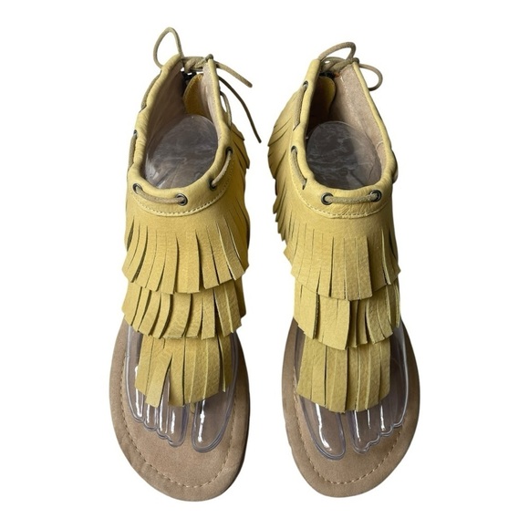 Caterpillar Women’s Jazmyne Light Yellow Leather Fringe Boho Sandals - Picture 9 of 9